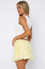 Free Falling Tiered Mini Skirt Lemon