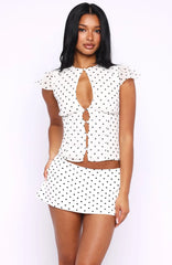 Choose Wisely Mini Skort White/Black Polka Dot