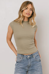 Noel Mock Neck Top in Light Olive