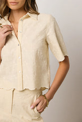Perrie Floral Button Up in Cream