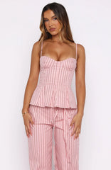 Tempt Me Not Top Pink Stripe