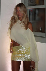 Look Within Sequin Mini Skirt Lemon