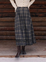 Pearl Ruffle Plaid Skirt