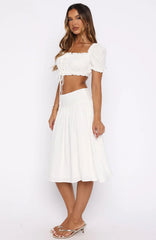 Tender Moments Midi Skirt White