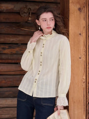 Kaiya Ruffle Collar 100% Cotton Blouse