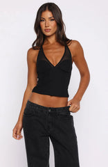 From The Skies Halter Top Black