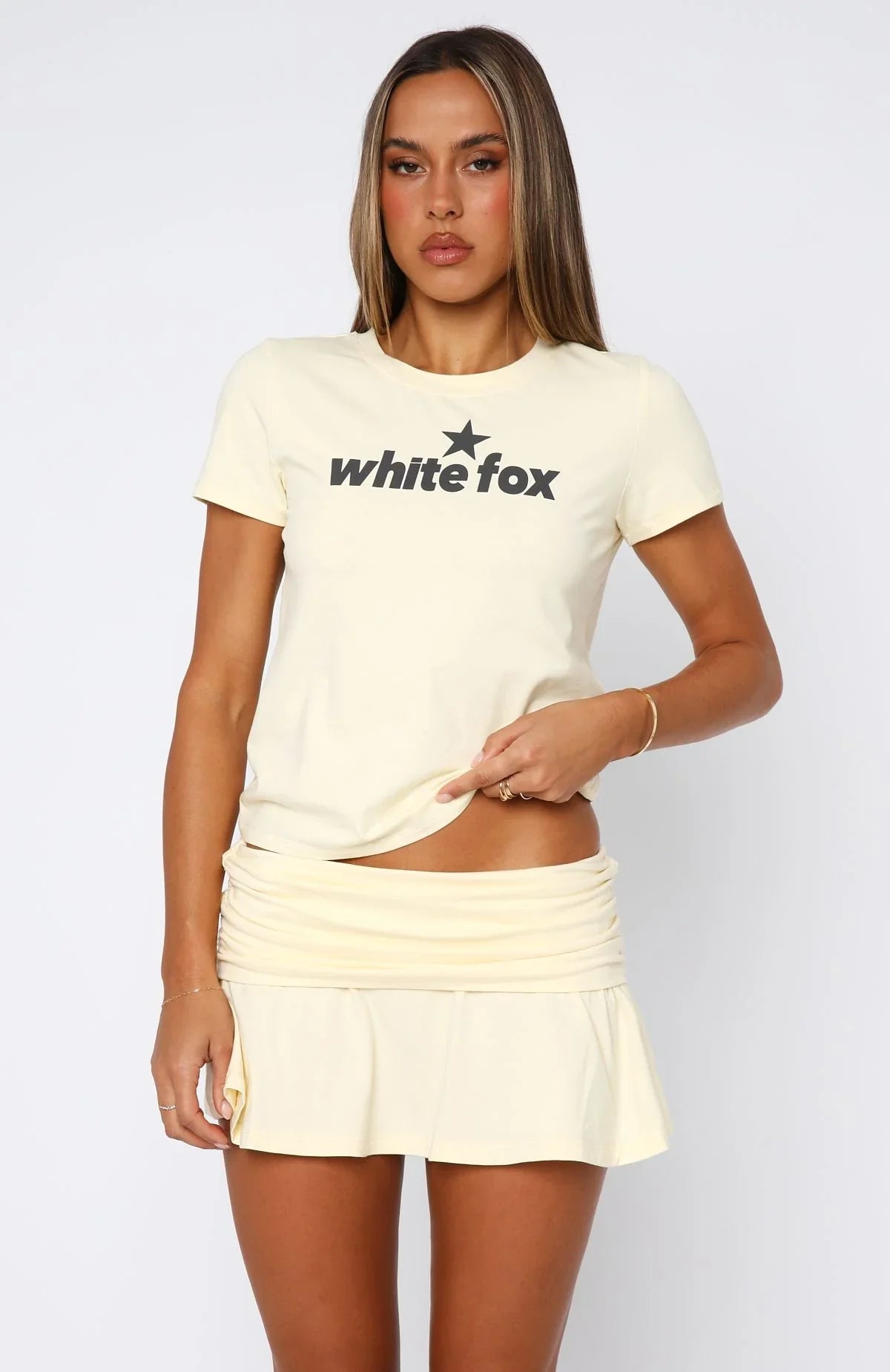 From The Archives Gigi Fold Over Mini Skirt Lemon