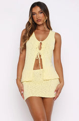 Rise Above Knit Mini Skirt Lemon