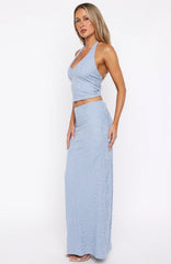 Just Cruisin Maxi Skirt Dusty Blue
