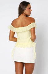 Love The View Off Shoulder Top Lemon
