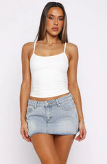 Broken Trust Denim Mini Skirt Light Blue