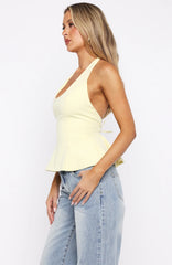 Talking Crazy Halter Top Lemon