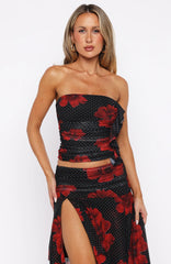 Save My Love Strapless Top Black Scarlet Bloom