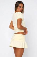 From The Archives Gigi Fold Over Mini Skirt Lemon